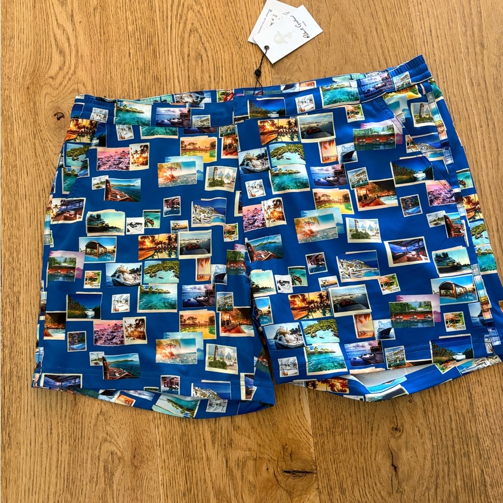 Robert Graham Blue Postcard Men’s Bathing Suit